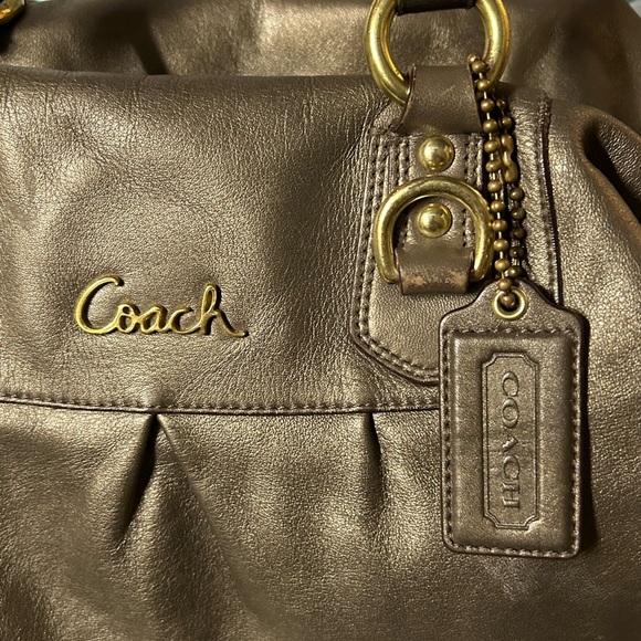 Coach Soft Leather Ashley Convertible Satchel #F15447 Bronze Metallic Bag Large - Picture 5 of 8